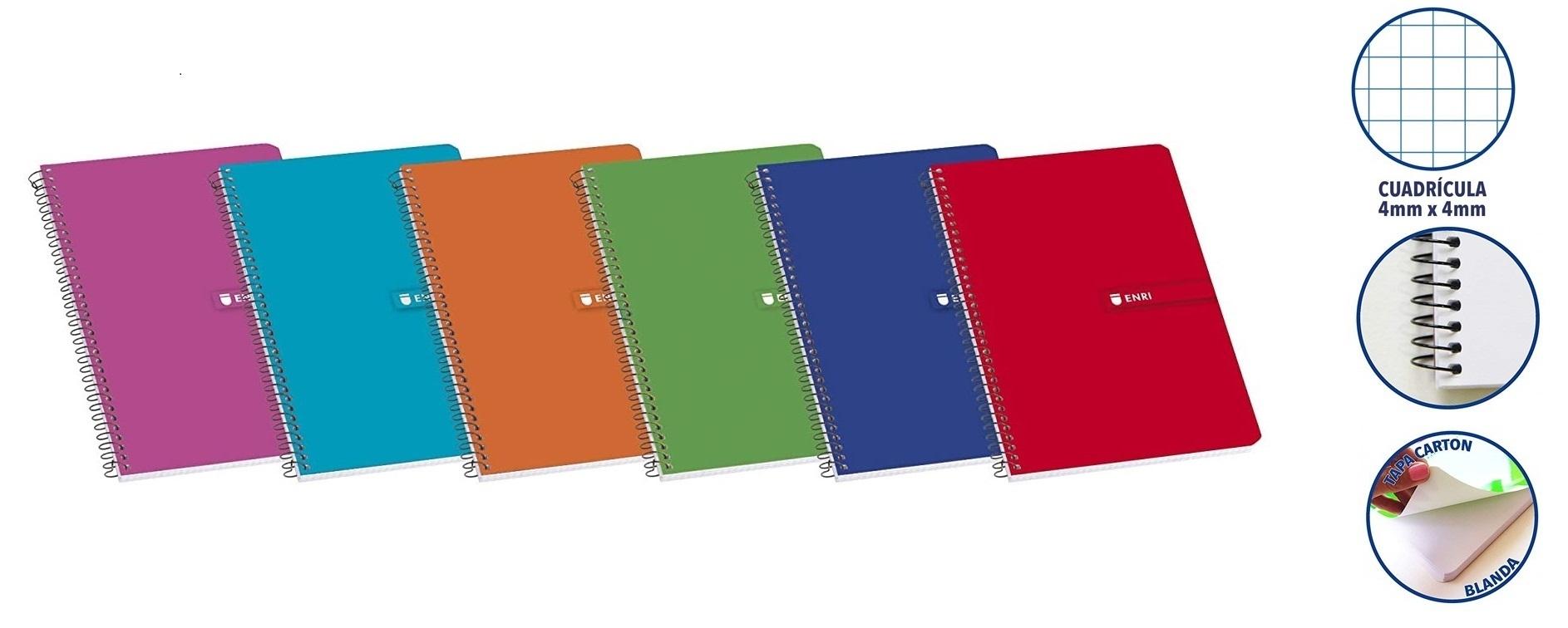 Cuadernos Espiral Enri Tapa Blanda Hojas Cuadr Cula