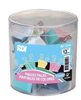 OFFICE BOX PINZAS PALAS ABATIBLES 32MM COLORES SURTIDOS