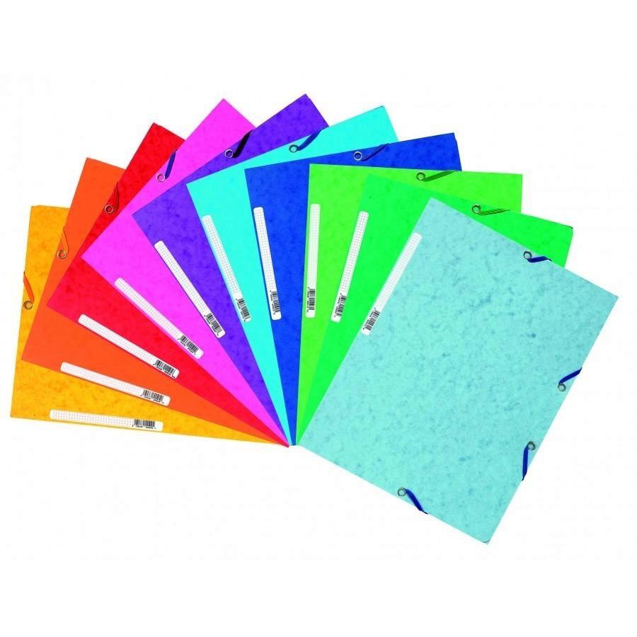 PACK 10 CARPETAS EXACOMPTA CON GOMAS Y SOLAPAS EN CARTULINA 500 GR