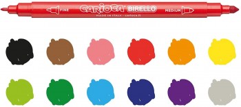 ROTULADOR BIRELO BIPUNTA CAJA 12 COLORES CARIOCA