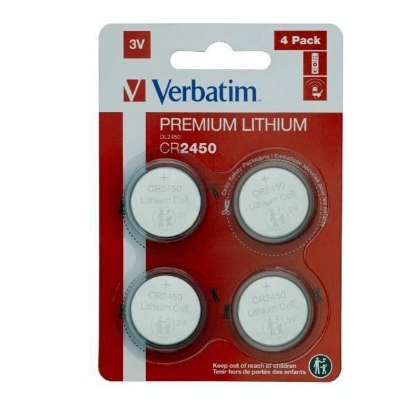 PILA BOTON VERBATIM DE LITIO CR2450 3V 4 PACK