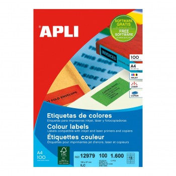 ETIQUETAS ADHESIVAS APLI VERDES 105X37 100H