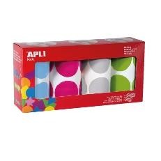 APLI PACK 4 ROLLOS GOMETS 45MM AZUL, FUCSIA, GRIS Y VERDE