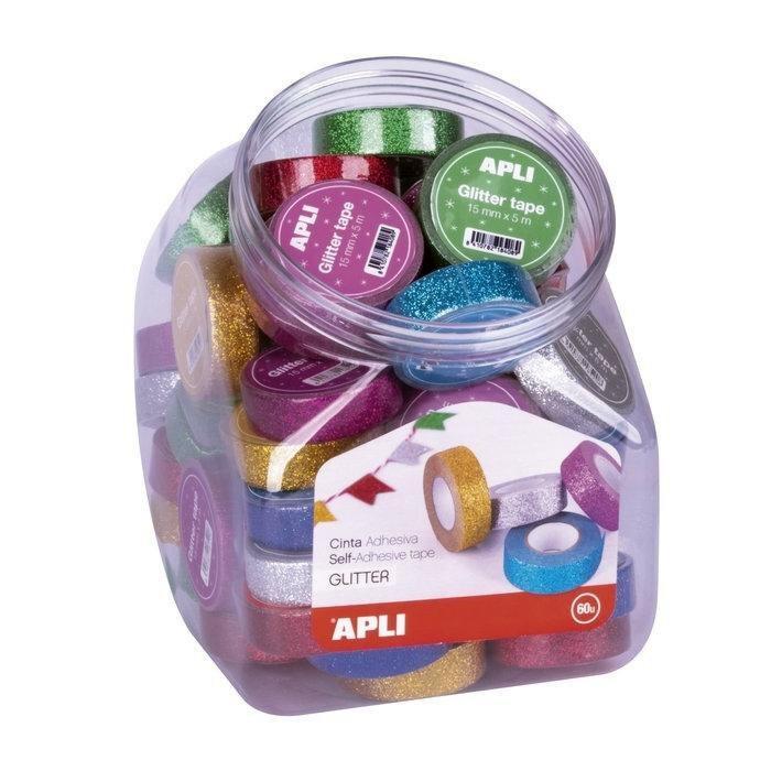 CINTA ADHESIVA GLITTER COLORES SURTIDOS