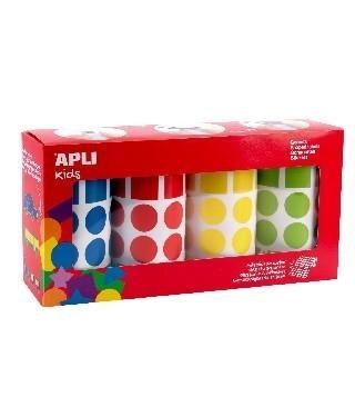 PACK 4 ROLLOS GOMETS GEOMÉTRICOS SURT. 20 MM APLI AZUL, ROJOS, AMARILLO Y VERDE