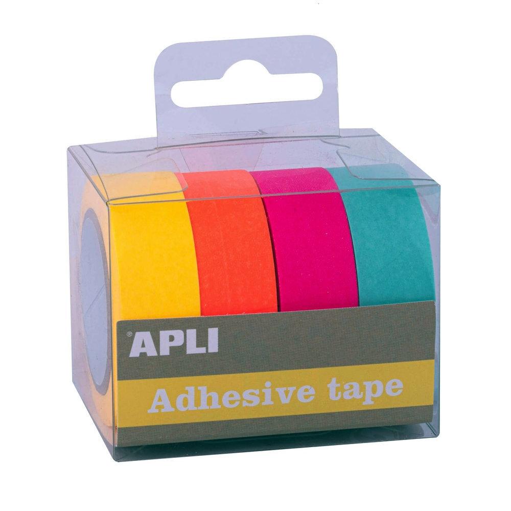 CINTA ADHESIVA WASHITAPE FLUOR COLECCION PACK 4U