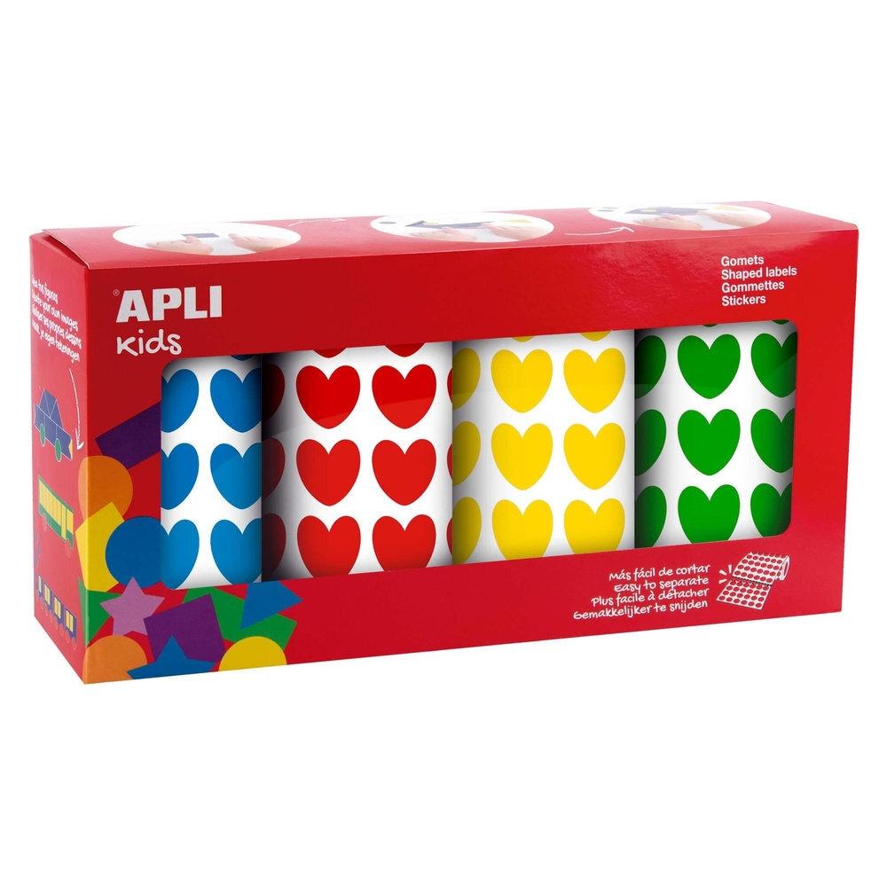 PACK 4 ROLLOS GOMETS CORAZONES AZUL, VERDE, AMARILLO Y ROJO