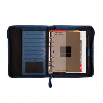AGENDA ANILLAS 2026 OPEN  CREMALLERA PIEL ANDREA 500 SVV AZUL  117x181 mm