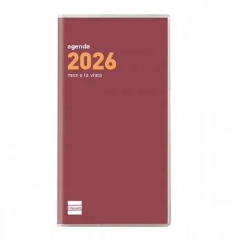 AGENDA ENCUADERNADA ANUAL 2026 PLANA COCTEL PL4 MV 2026 BURDEOS  80x150 mm