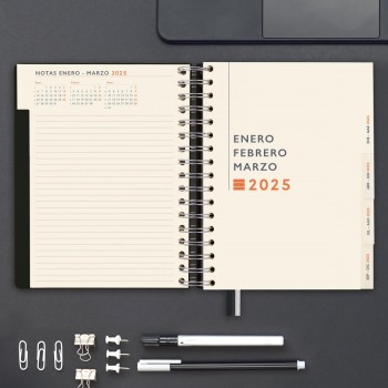 AGENDA ANUAL 2025 FINOCAM TEMPUS 1/4 1DP NEGRO