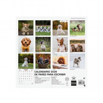 CALENDARIO PARED FINOCAM 2025 30X30 CACHORROS