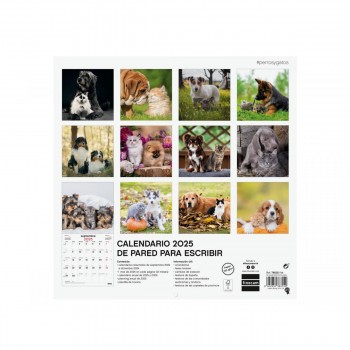 CALENDARIO PARED FINOCAM 2025 30X30 PERROS Y GATOS