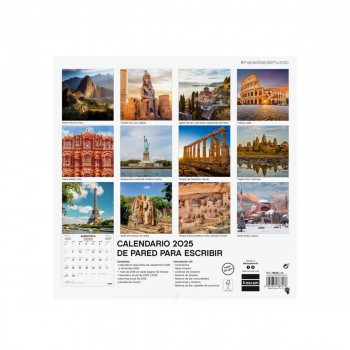 CALENDARIO PARED FINOCAM 2025 30X30 MARAVILLAS MUNDO