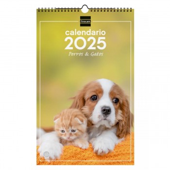 CALENDARIO PARED FINOCAM 2025 25X40 PERROS GATOS