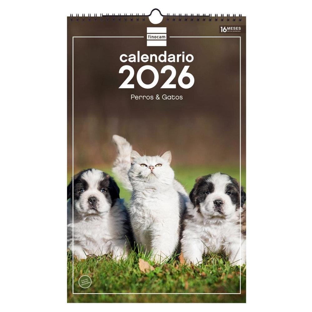 CALENDARIO PARED FINOCAM 2026 25X40 PERROS GATOS