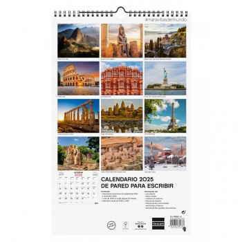 CALENDARIO PARED FINOCAM 2025 25X40 MARAVILLAS DEL MUNDO