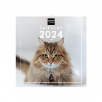 CALENDARIO PARED 2024 FINOCAM 30X30 CATS INTL+