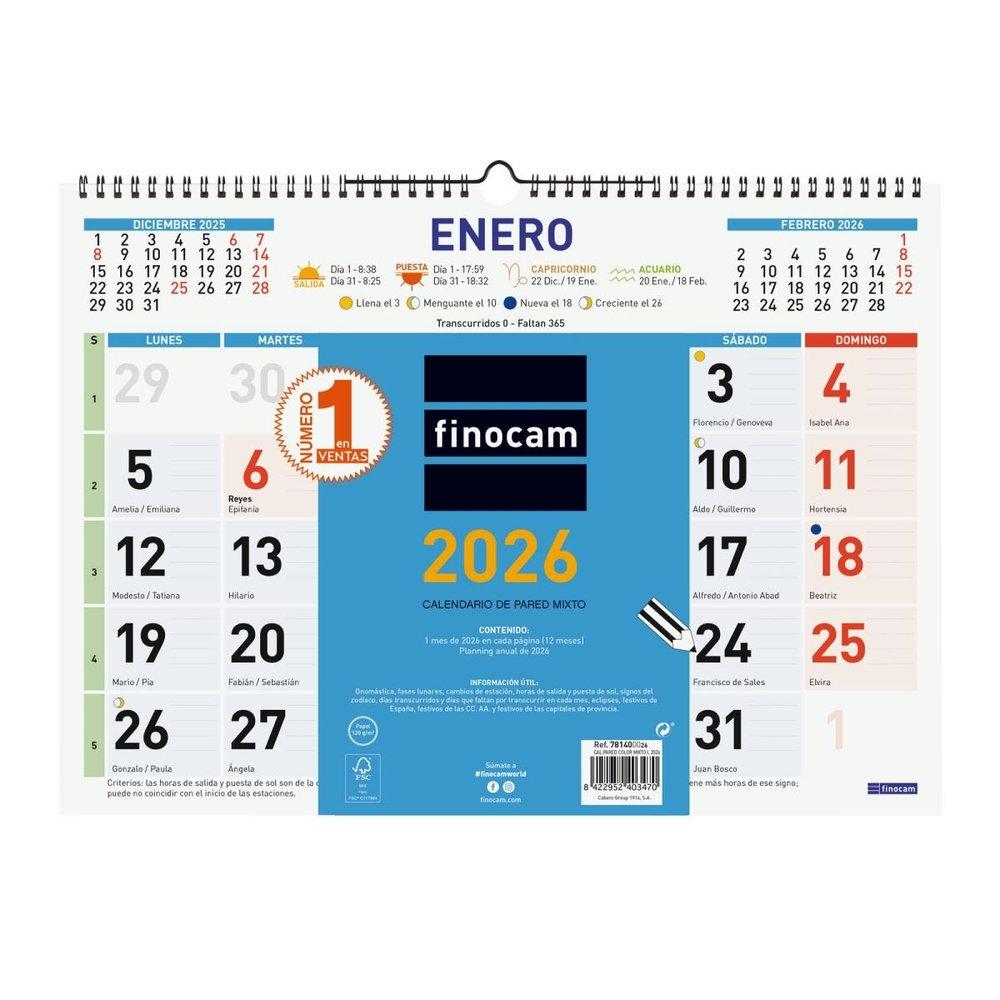 CALENDARIO PARED FINOCAM COLOR MIXTO L 43X31 2026