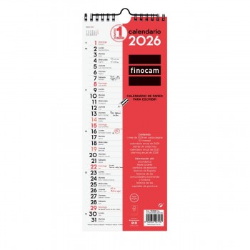 CALENDARIO PARED FINOCAM ESCRIBIR LARGO M 2026