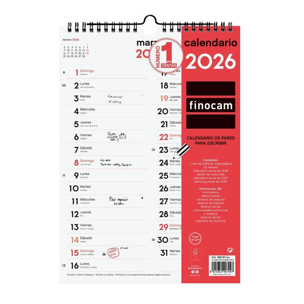CALENDARIO PARED FINOCAM DOS COLUMNAS M 2026