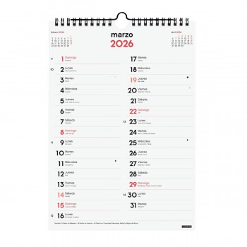 CALENDARIO PARED FINOCAM DOS COLUMNAS M 2026