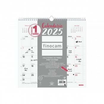 CALENDARIO PARED FINOCAM CHIC ES30X30 2025 BLANCO