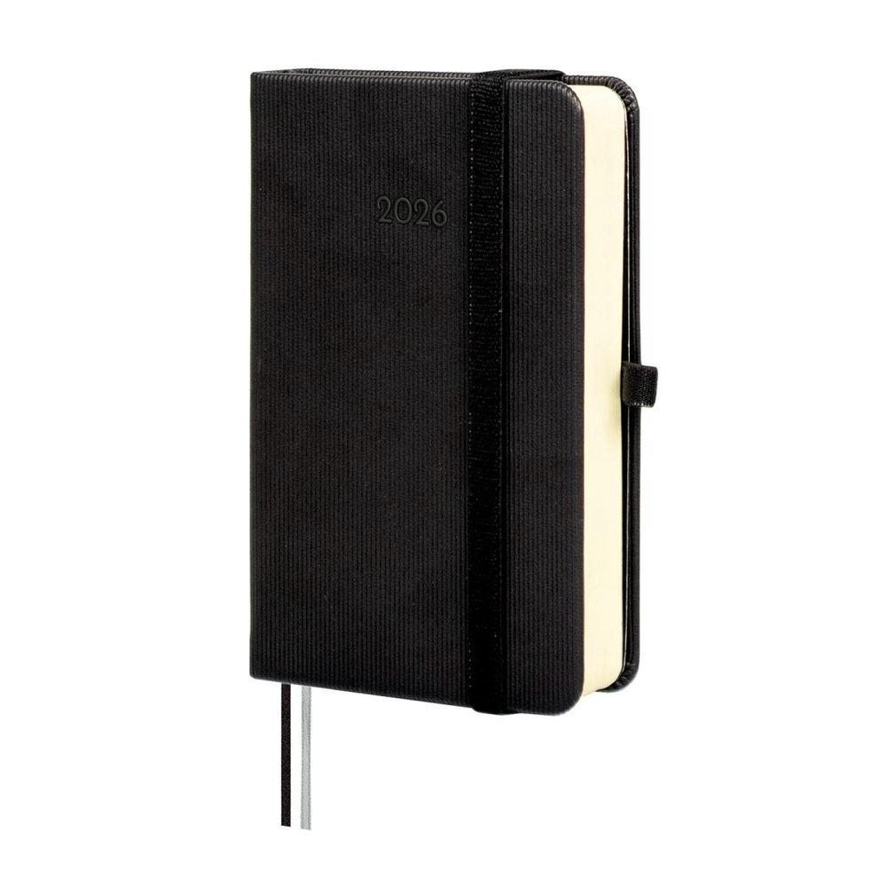 AGENDA ENCUADERNADA ANUAL 2026 MINIMAL TEXTURA M2 1DP 2026 NEGRO+  82x127 mm
