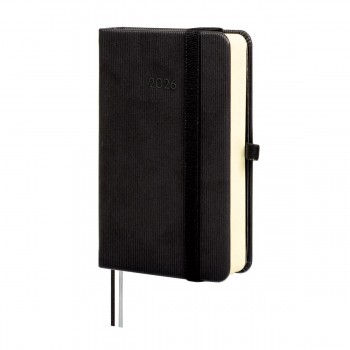 AGENDA ENCUADERNADA ANUAL 2026 MINIMAL TEXTURA M2 1DP 2026 NEGRO+  82x127 mm