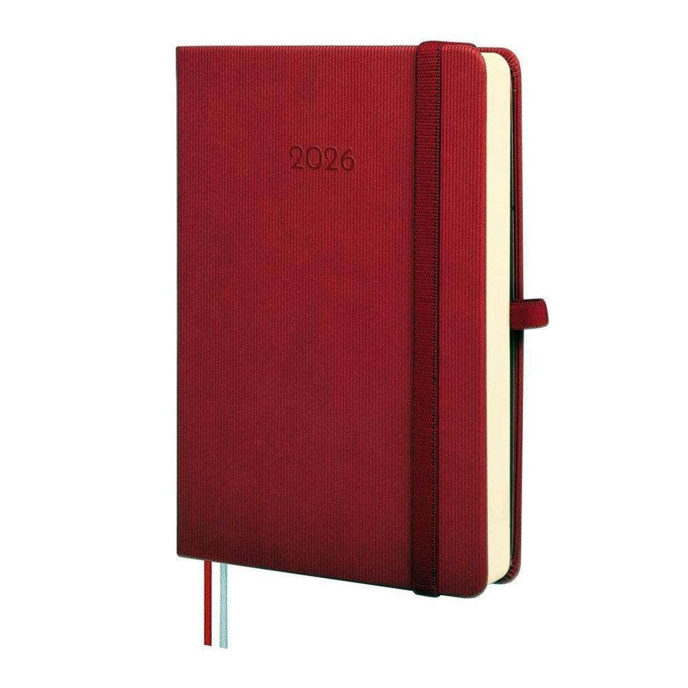 AGENDA ENCUADERNADA ANUAL 2026 MINIMAL TEXTURA M4 1DP 2026 ROJO+  118x168 mm