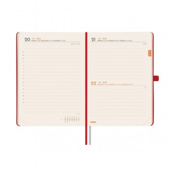 AGENDA ENCUADERNADA ANUAL 2026 MINIMAL TEXTURA M4 1DP 2026 ROJO+  118x168 mm