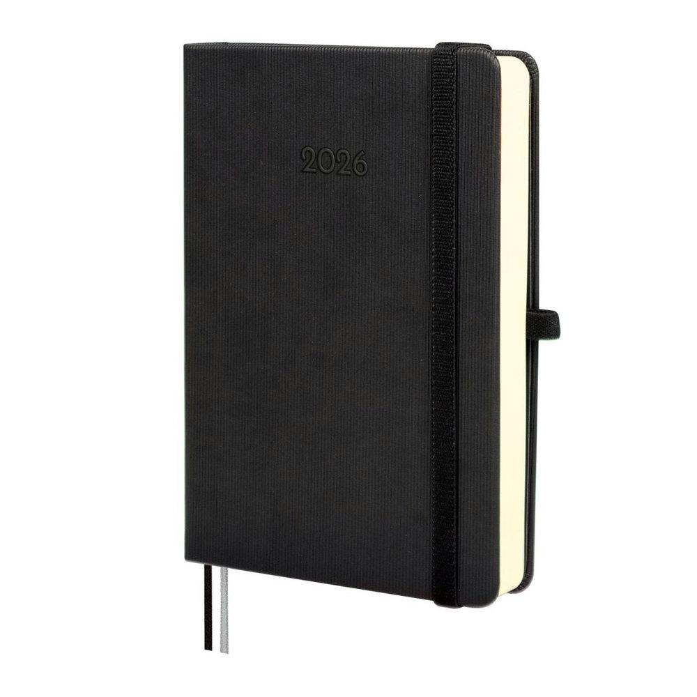 AGENDA ENCUADERNADA ANUAL 2026 MINIMAL TEXTURA M4 1DP 2026 NEGRO+  118x168 mm