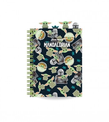 CUADERNO ESPIRAL MANDALORIAN A5 CON DIVISORES CUADRÍCULA 80 G 100 HOJAS