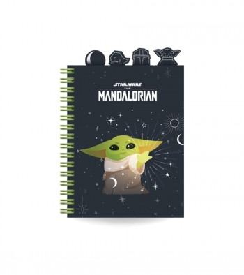 CUADERNO ESPIRAL MANDALORIAN A5 CON DIVISORES CUADRÍCULA 80 G 100 HOJAS