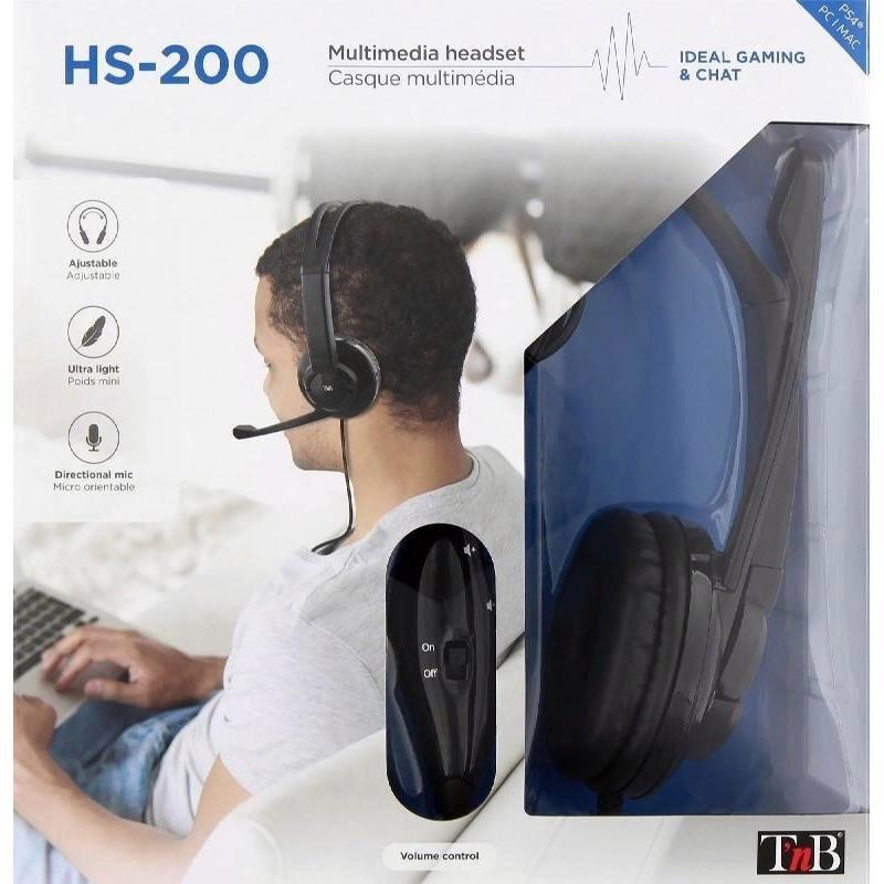 AURICULAR MULTIMEDIA DIADEMA NEGRO TNB HS-200 CON MIROFONO