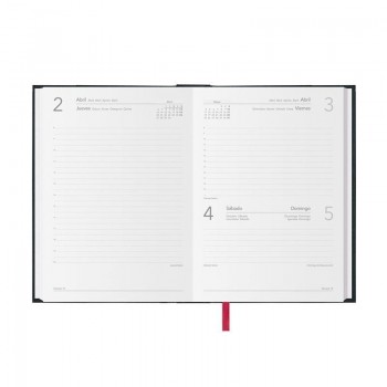 AGENDA ANUAL DOHE 2026 SINTEX DIA PAGINA COLOR NEGRO A5