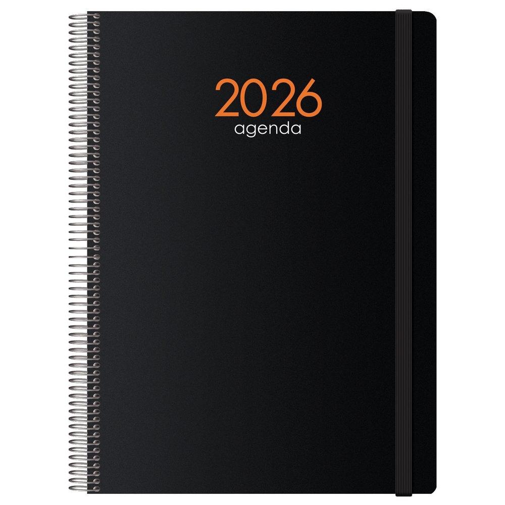 AGENDAS ANUALES 2026 SYNCRO NEGRO DÍA PÁGINA ESPIRAL 21 x 29