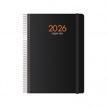 AGENDAS ANUALES 2026 SYNCRO NEGRO SEMANA VISTA ESPIRAL 15 x 21