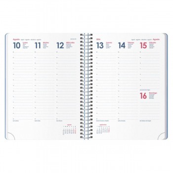 AGENDAS ANUALES 2026 SYNCRO AZUL SEMANA VISTA ESPIRAL 15 x 21