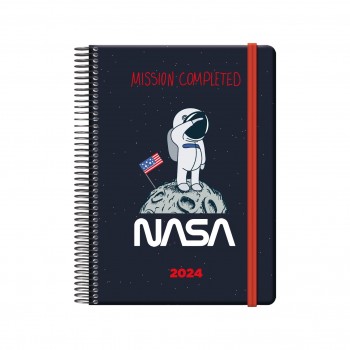 AGENDA ANUAL 2024 NASA DÍA PÁGINA ESPIRAL COLOR NASA