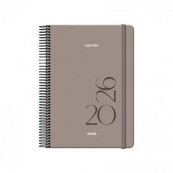 AGENDA ANUAL 2026 DIA PAGINA MONTANA ESPIRAL 14X20 COLOR BEIGE