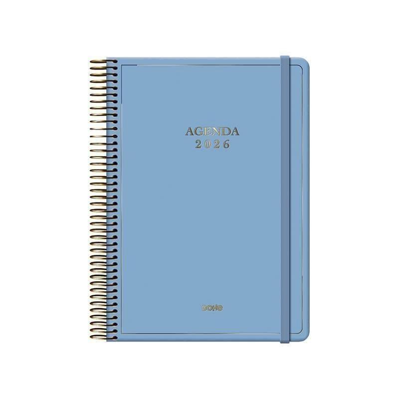 AGENDAS ANUALES 2026 VELVET AZUL DÍA PÁGINA ESPIRAL 14 x 20