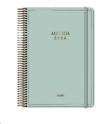AGENDAS ANUALES 2026 VELVET VERDE DÍA PÁGINA ESPIRAL 14 x 20