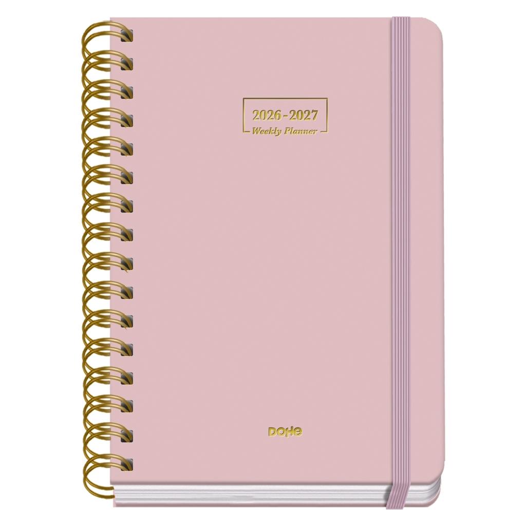 (26) AGENDA ESCOLAR 2026-2027 PREMIUM WIRE'O DÍA PÁGINA ROSA A5 120 X 170