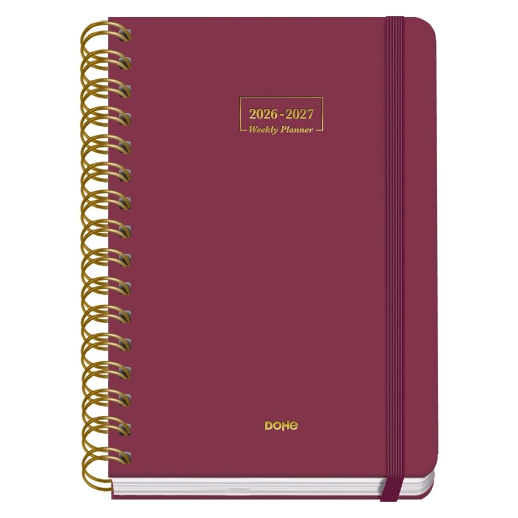 (26) AGENDA ESCOLAR 2026-2027 PREMIUM WIRE'O DÍA PÁGINA BURDEOS A5 150 X 210