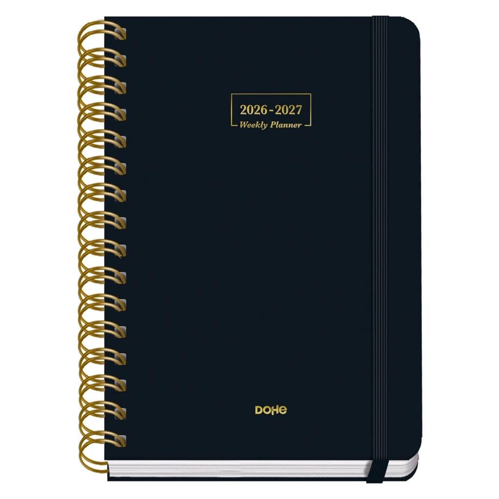 (26) AGENDA ESCOLAR 2026-2027 PREMIUM WIRE'O DÍA PÁGINA NEGRO A5 150 X 210
