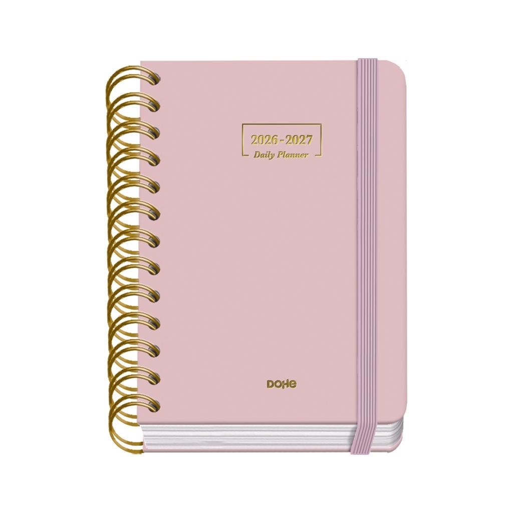 (26) AGENDA ESCOLAR 2026-2027 PREMIUM WIRE'O DÍA PÁGINA ROSA A6 120 X 170