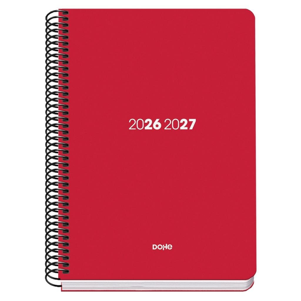 (26) AGENDA ESCOLAR 2026-2027 ELEMENT PP ESPIRAL DÍA PÁGINA ROJO A5 150 X 210