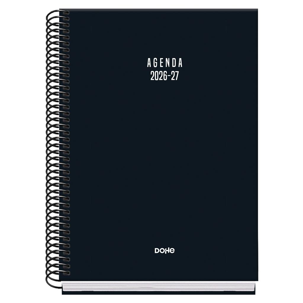 (26) AGENDA ESCOLAR 2026-2027 BASIC COLOUR VIBES ESPIRAL DÍA PÁGINA NEGRO A5 150 X 210