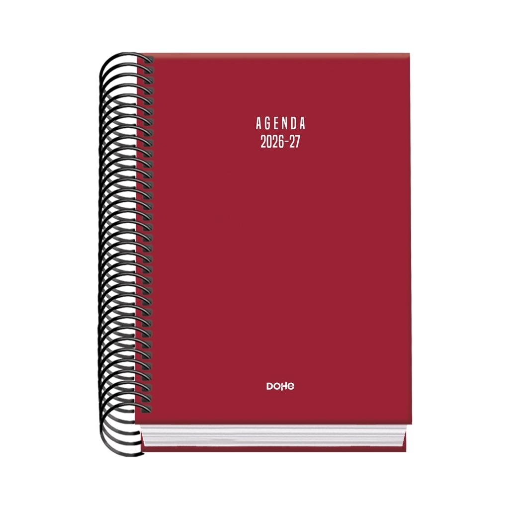 (26) AGENDA ESCOLAR 2026-2027 BASIC COLOUR VIBES ESPIRAL DÍA PÁGINA BURDEOS A6 120 X 170