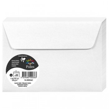 SOBRES POLLEN 114X162 COLOR BLANCO PURPURINA PACK DE 20